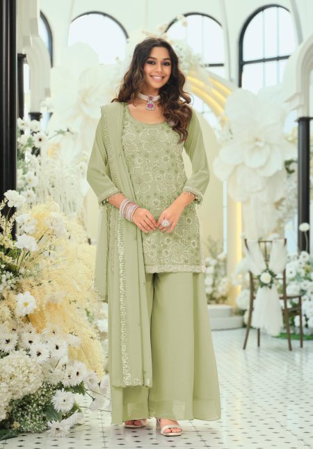 Rosy Color By Eba Georgette With Beats Work Readymade Suits